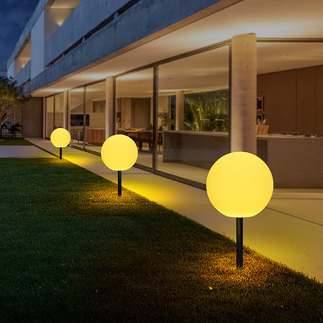 Zewnętrzna lampa solarna pilot zdalnego sterowania, ściemnialna zewnętrzna kula ogrodowa, zewnętrzna lampa solarna zmieniająca się kolory, na taras, trawnik, ścieżkę RVVUPNVJ