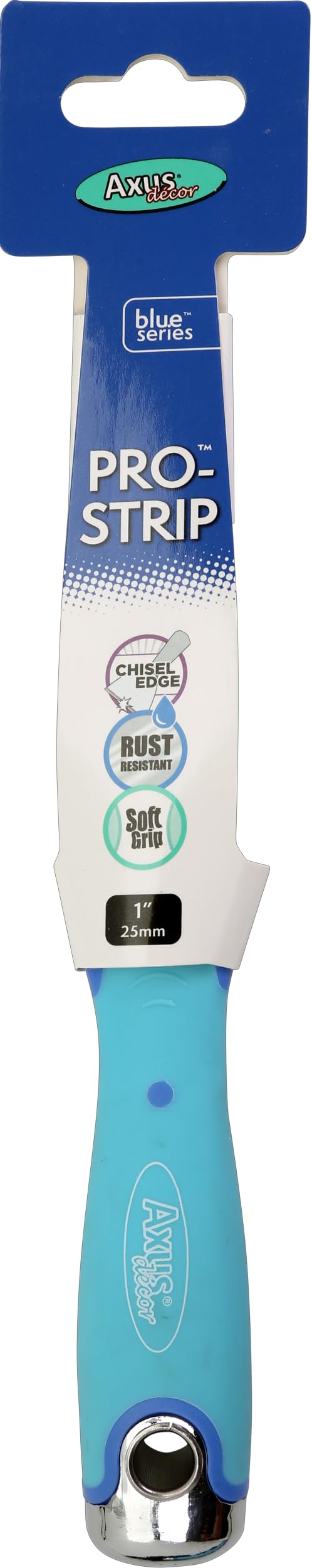 Axus DecorPro-Strip Scraper (Blue Series) Wallpaper Scraper for Removing Paint and Wallpaper, Ideal for Professional & DIY Projects, Stainless Steel Blade & Rubberized Handle, 1 Inch/ 25mm