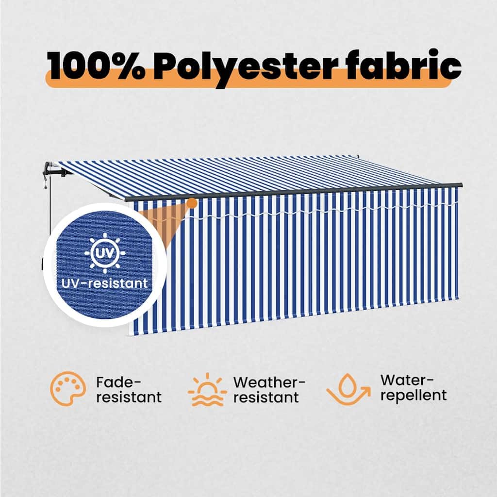 vidaXL Toldo retráctil Azul y 350 x 200 cm Poliéster y Aluminio