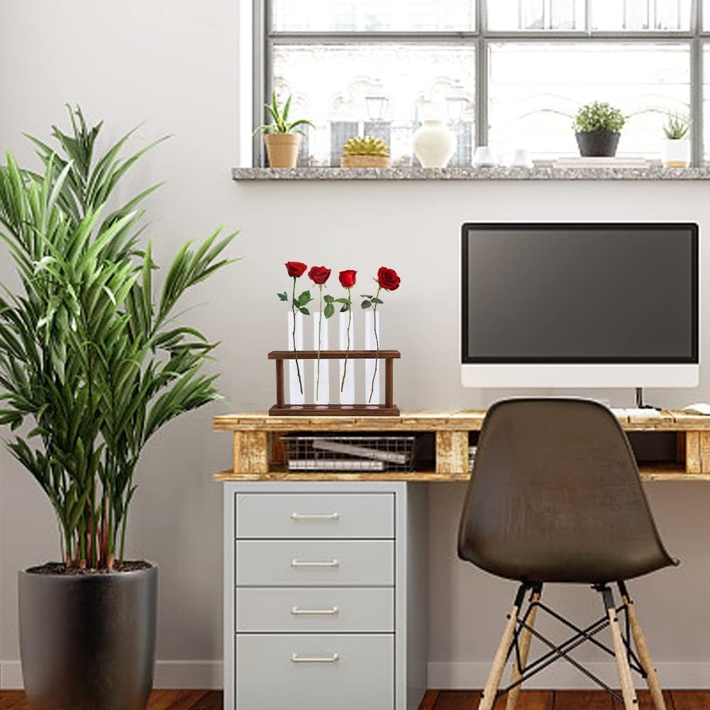 GLAITC Hydroponic Plant Stand,Tabletop Hanging Glass Planter