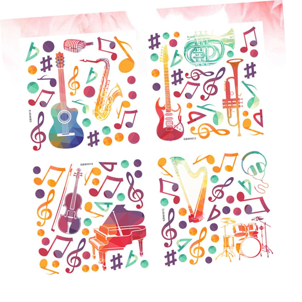 3 ensembles Autocollant Mural De Musique Autocollants Muraux Autocollants Muraux De Notes De Musique Autocollants Décoratifs De Notes De Décorations De Salle 4 pièces * 3
