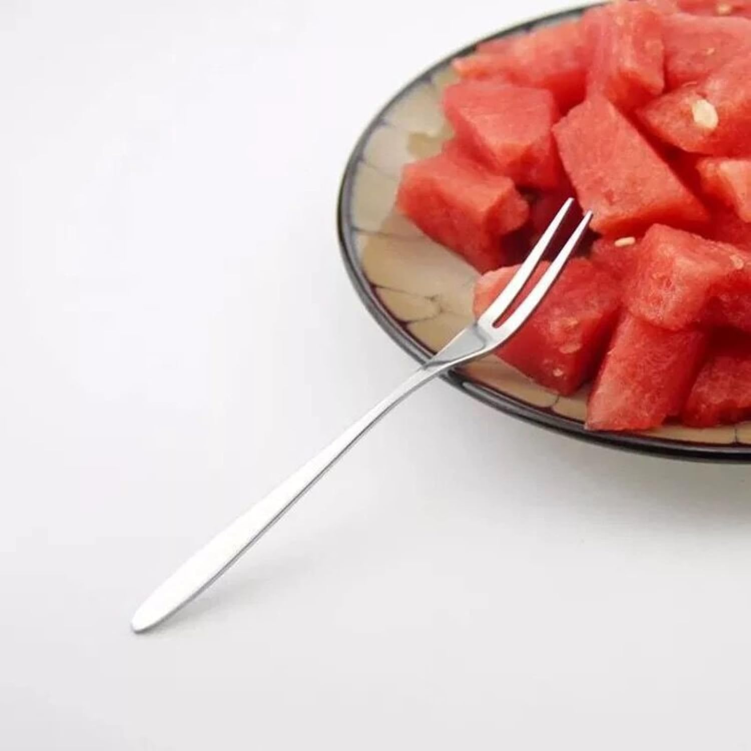 Dinner Forks Fruit Fork Stainless Steel Silver Two Tooth Fork Cake Dessert Fork Household Tableware Kitchen Accessories