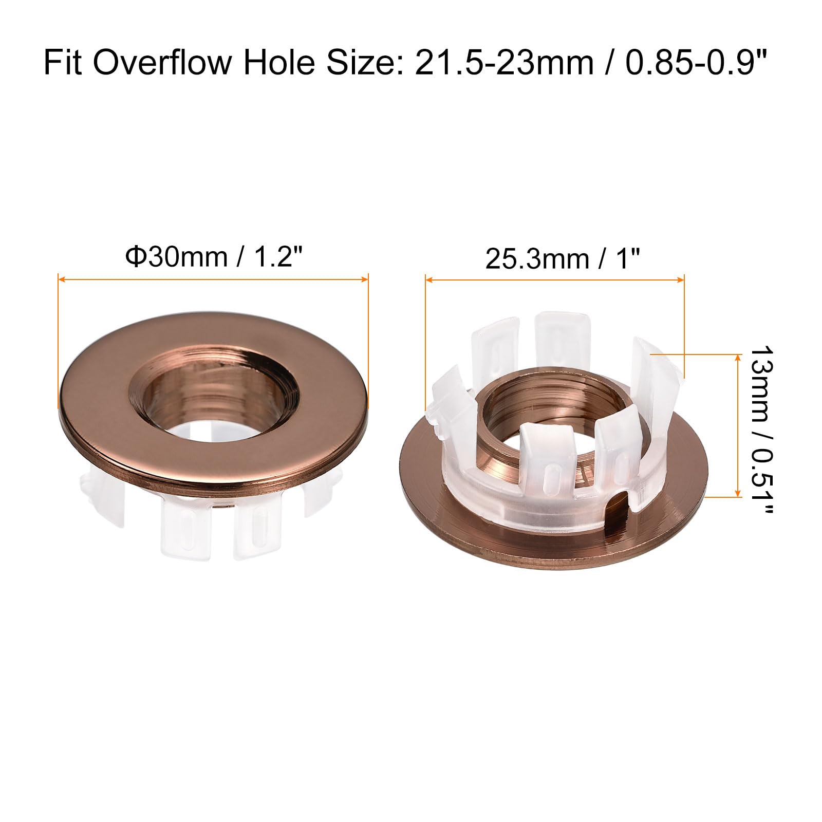 QUARKZMAN Lavello Filo Fuoriuscita Coperchio, Lavello Fuoriuscita cerchio 25,3mm Bagno Cucina Lavello Scarico Copri Foro Inserisci Cappucci Rotondi, Rosa Oro