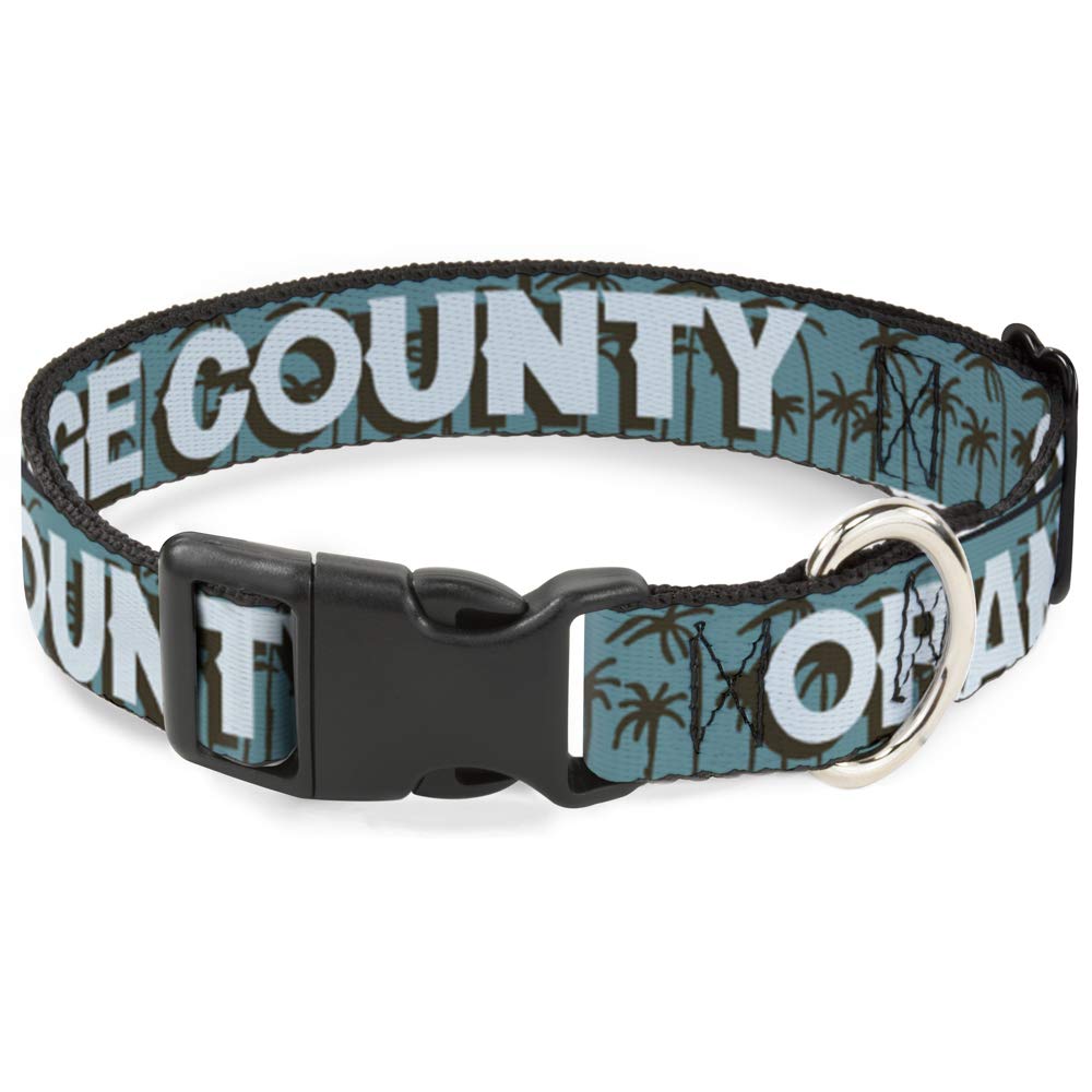 Collier Buckle Down palmiers bleu marron idéal pour les balades d été de votre petit chien