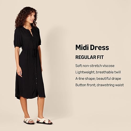 Miniatura 2 de Tienda Essentials Womens Fit and Flare Half-Sleeve Waisted Midi A-Line Dress with Pockets