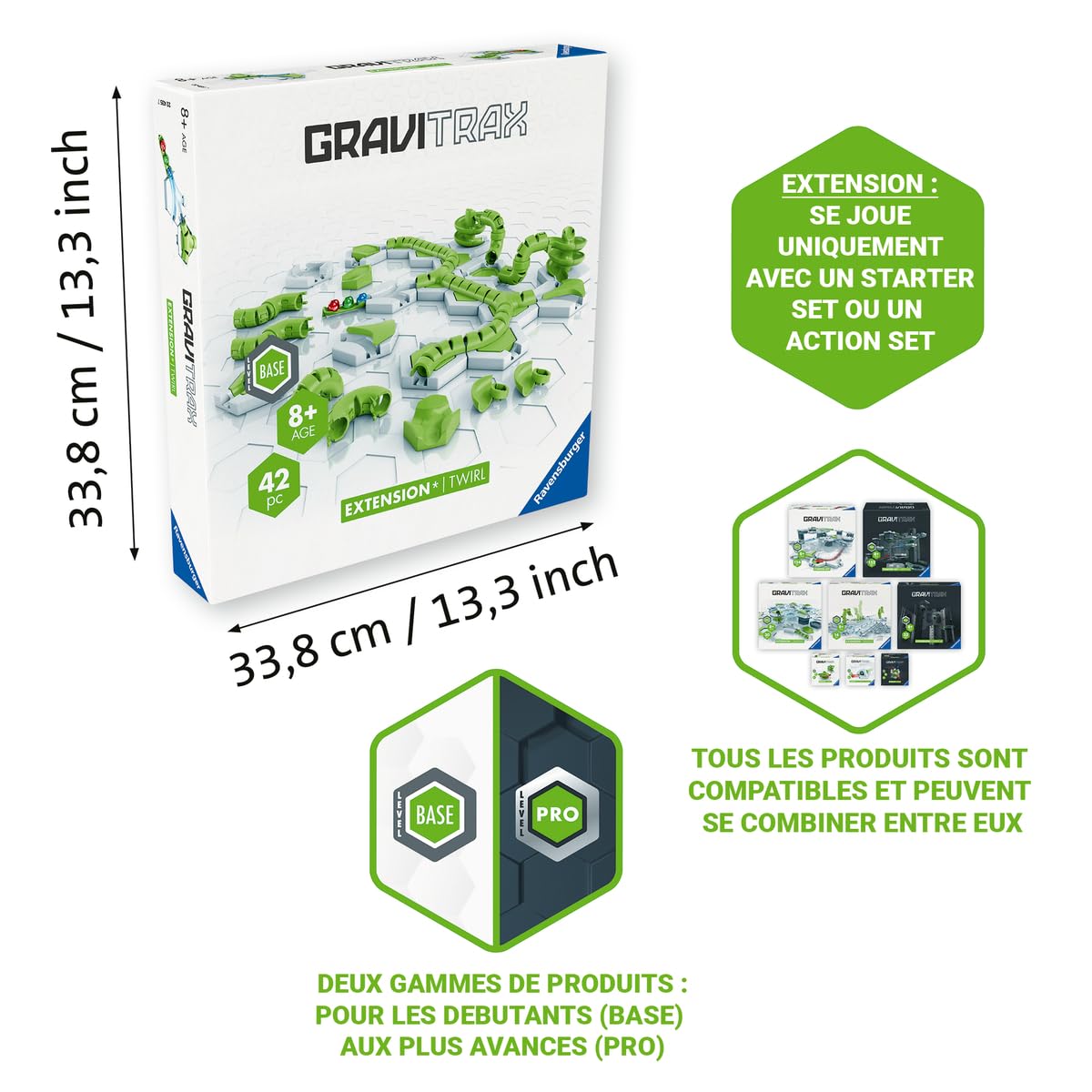 Ravensburger - GraviTrax - Set d'extension Twirl 42 pièces - Circuit de Billes - Jeu de Construction créatif - Parcours de Billes à Construire - Dès 8 Ans - Version française - 22435