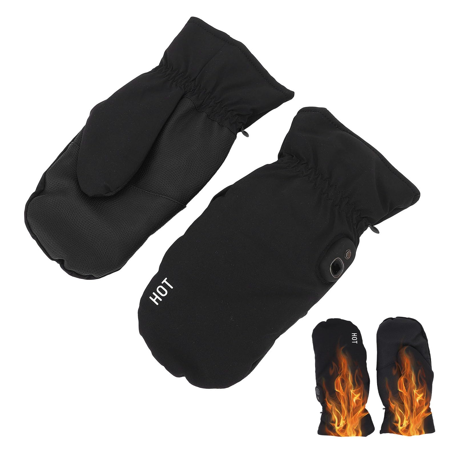 1 par de Guantes Calefactables, Guantes de Invierno Negros para Mujer, Pantalla Digital, 3 Temperaturas, Resistente Al Viento, Forro de Felpa Lavable, Manoplas Cálidas de