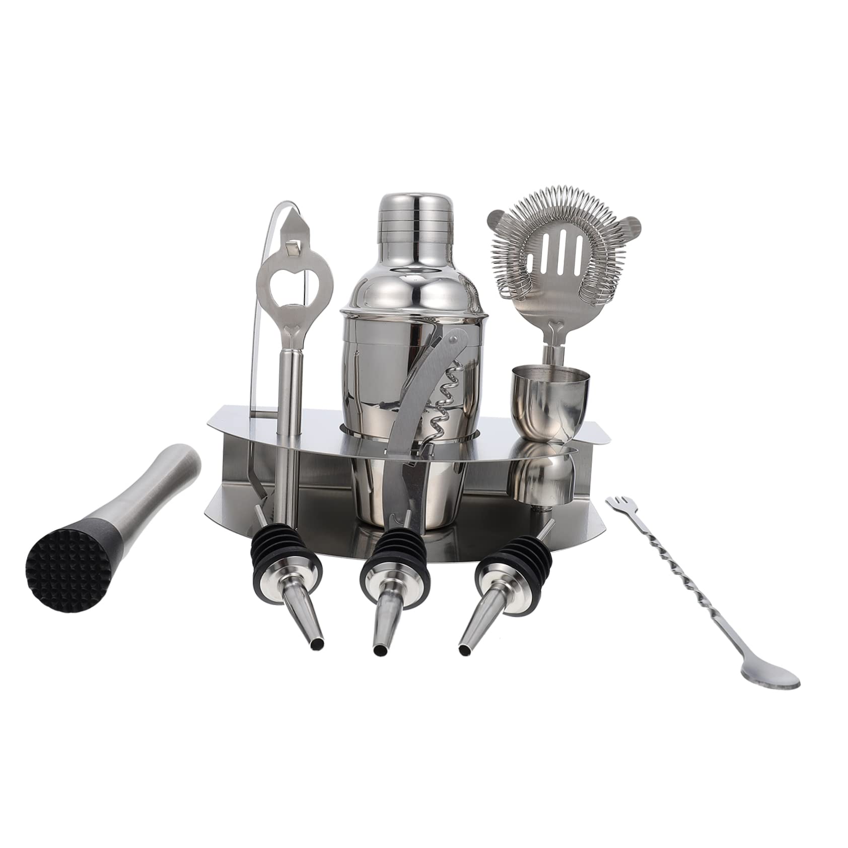 YARNOW Kit Shaker per Cocktail in Acciaio Inox, 12 Pezzi, Professionale e Portatile, per Bar e Casa, per Miscelare Bevande e Aperitivi