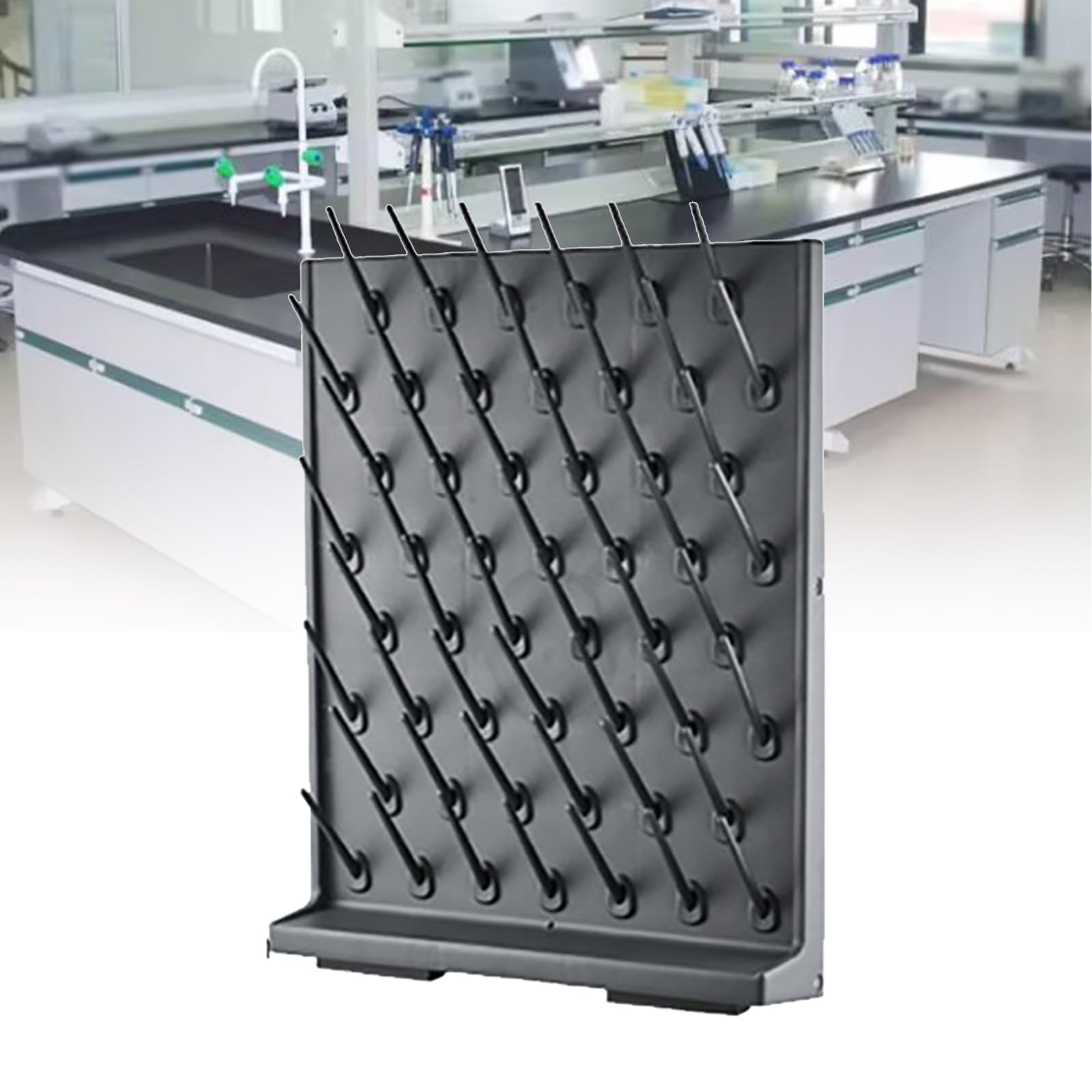 Égouttoir De Laboratoire, Égouttoir Mural En Verre, Matériau PP (résistant Aux Acides Et Aux Alcalis) Détachable Et Réassemblé, Facile À Nettoyer, Pour Ustensiles De Laboratoire Scolaire ,52 Sticks