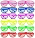 iLoveCos Moda 80 de Punta Plana de Juguete Gafas de Sol Disfraz Gafas de Persiana para Fiesta Disfraces 6 Colores, 12 Pares