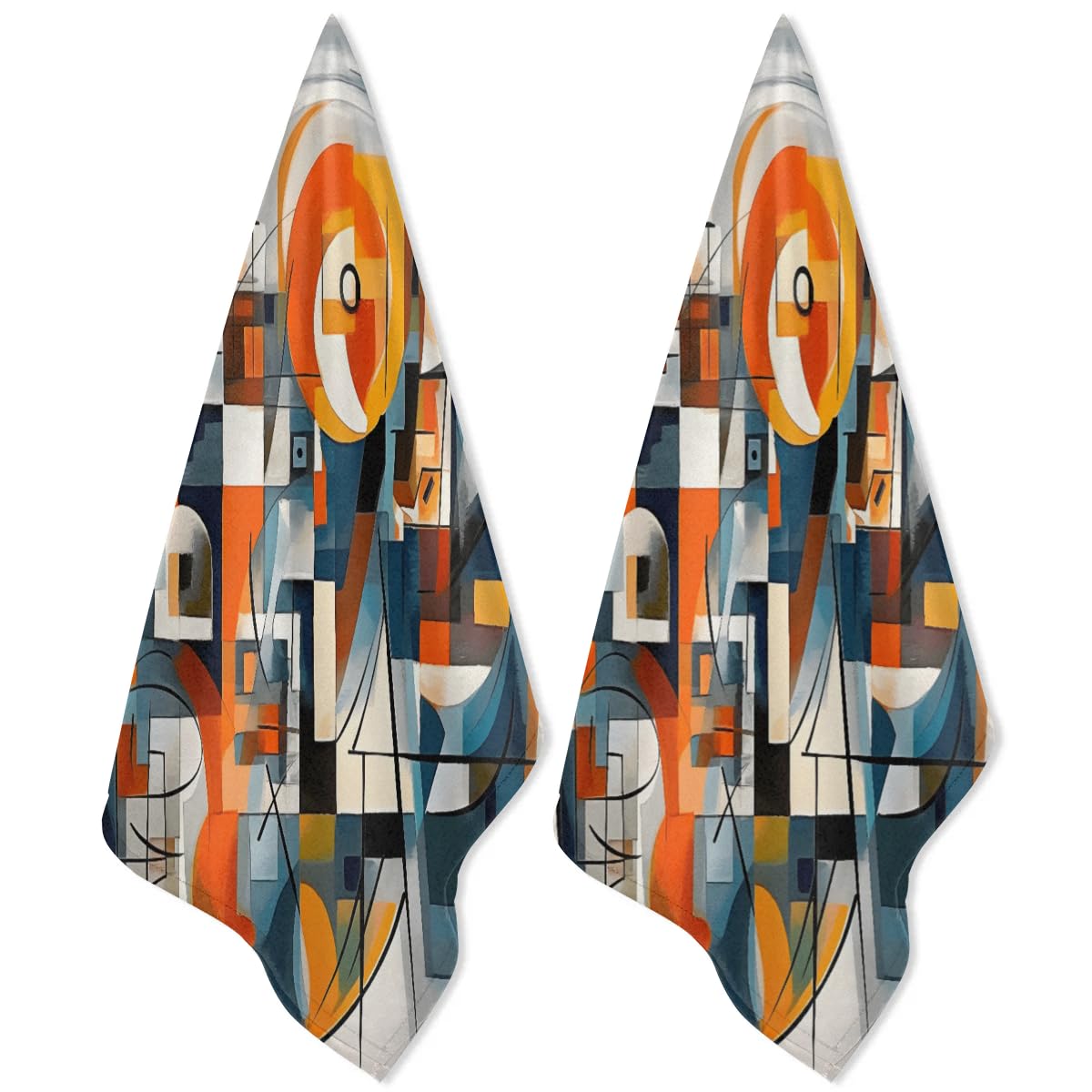 QsirBC Food Fun Kitchen Towels Set of 2 Hand Towels Dish Towels Reusable Decorative Towel Sets for Cooking Baking, 28.3 X 17.7 Inch