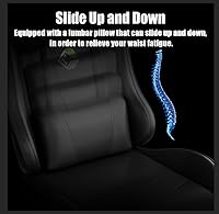 Vista 6 de Silla de juegos con reposapiés, estilo carreras, soporte lumbar, masajeador, silla de videojuegos con patas de metal, silla de jugador de respaldo