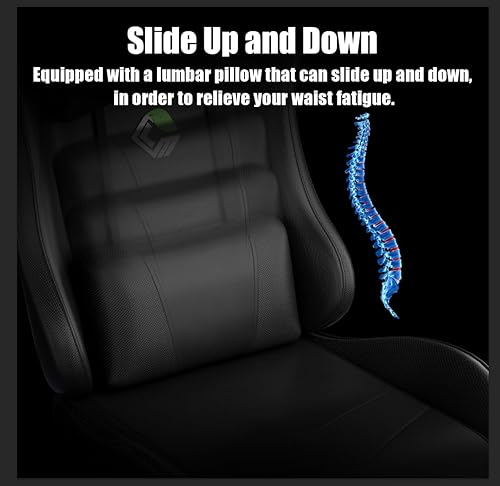 Miniatura 6 de Silla de juegos con reposapiés, estilo carreras, soporte lumbar, masajeador, silla de videojuegos con patas de metal, silla de jugador de respaldo