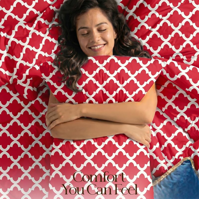 Image of Utopia Bedding 3 Pc King Comforter Set, Printed Comforter, Red