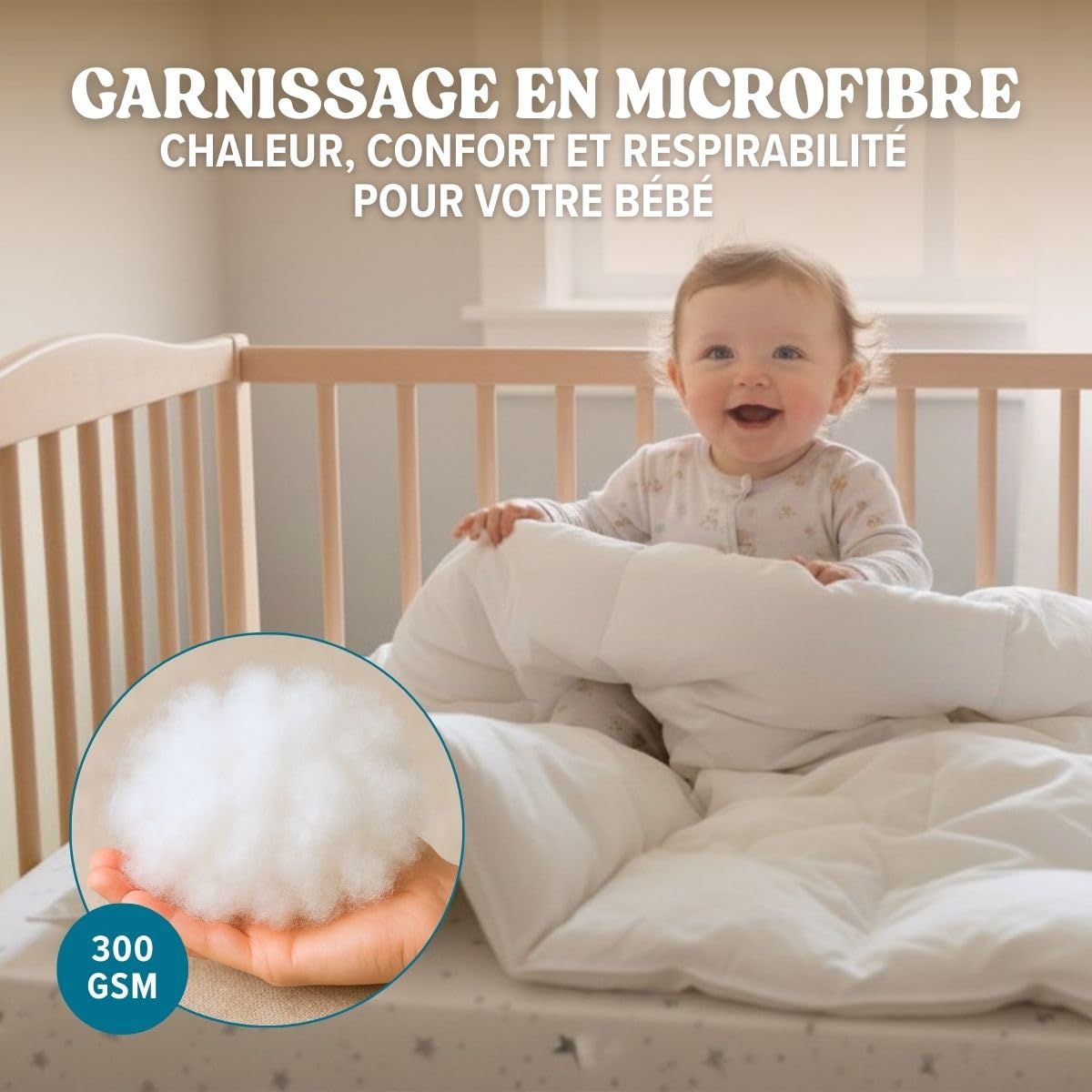 DREAMWAY Couette Bébé 300gr/m2 – Enfant – 100x135 cm | Pour Lit Bebé 70x140 cm – Anti Acariens – 100% Microfibre Douce – Certifié Oeko-TEX – Couverture bébé pour Toutes Saisons