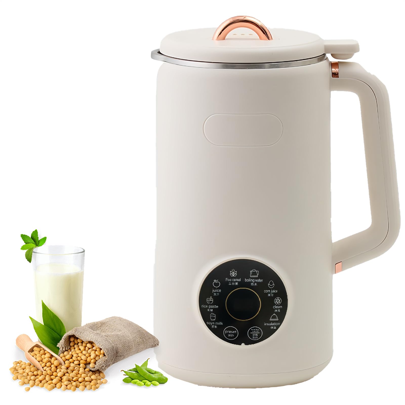 1L Sojamilch Maker Nussmilchmaschine 8 in 1 Hafermilch Maker mit LED Anzeige, Timer, Auto-Clean, Filterfrei, Warmhalten, Hausgemachte Soja-Mandel-Pflanzenmilch