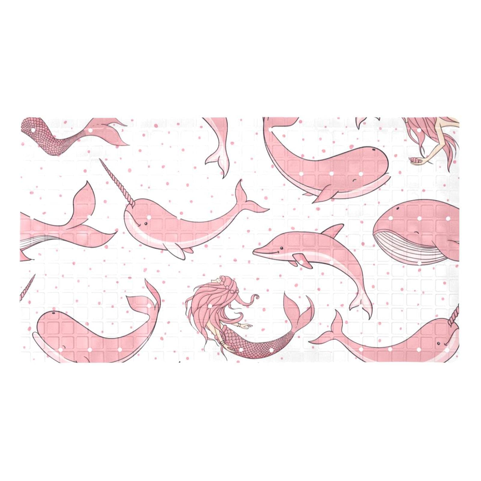 Tapis de bain rose antidérapant avec ventouses et drainage