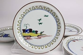 初代徳田八十吉　古九谷写絵変り中皿　5枚 初代徳田八十吉 古九谷写絵変り中皿 5枚 九谷焼 古