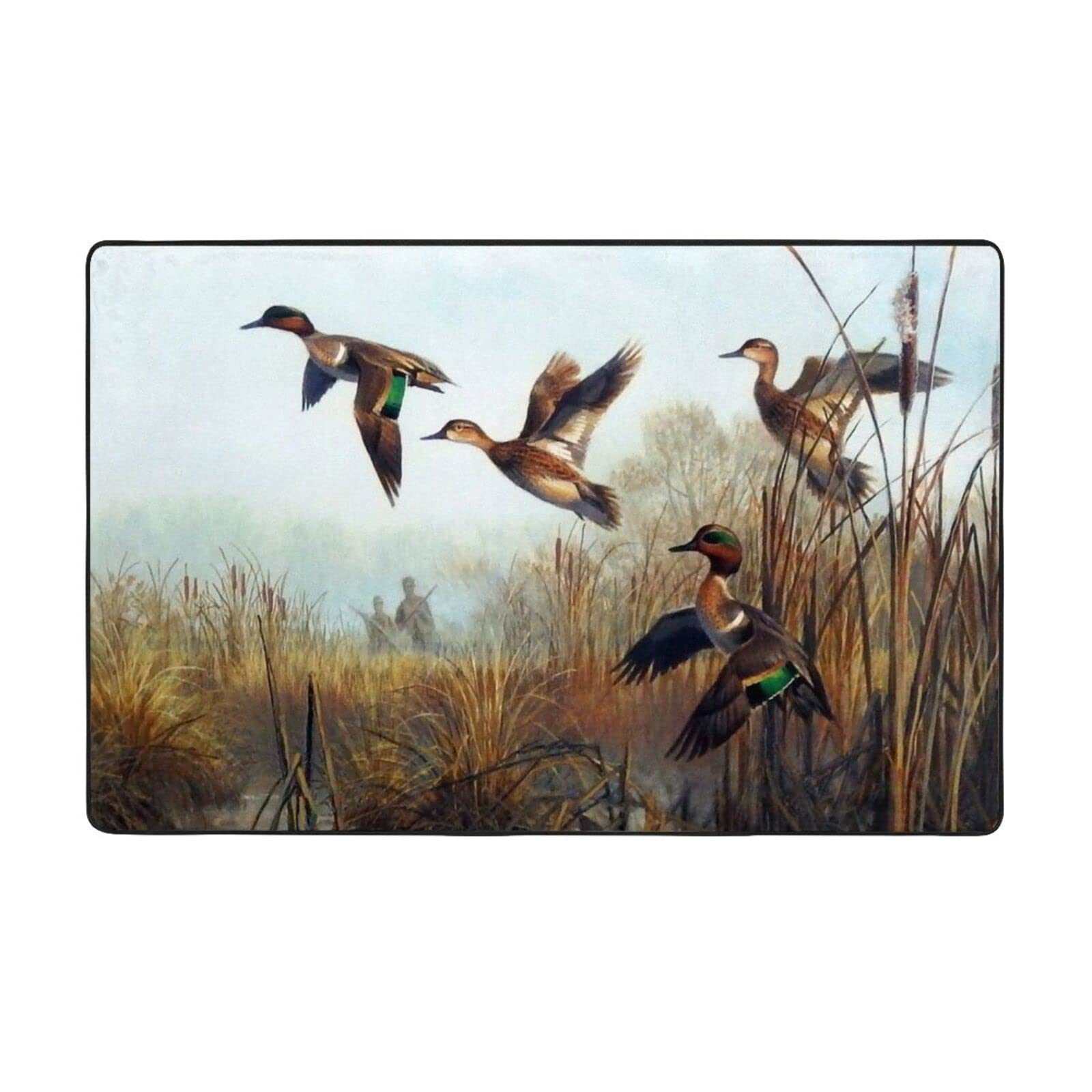 Tapis flanelle antidérapant imprimé chasse sauvage 150x100 cm contre le sol froid du salon