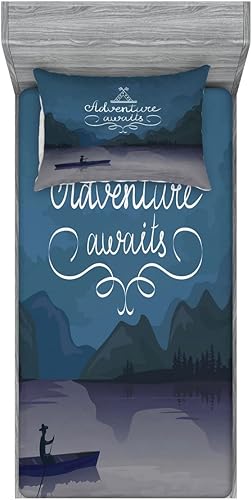 Miniatura 370 de Ambesonne Juego de sábanas bajeras y fundas de almohada occidentales, sombrero de vaquero con temática del salvaje oeste y cuerda de ganadería vieja