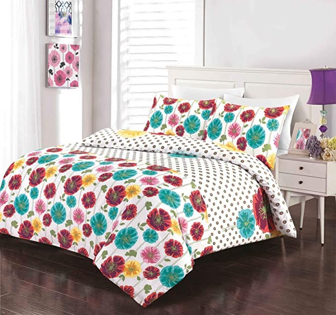 KARKARM Chloe Damask Elephant Penelope Floral Duvet Cover Sets Printed Bedding Bed Duvet Cover with Pillow Cases, Quilt Cover Sets (Penelope, Super King)