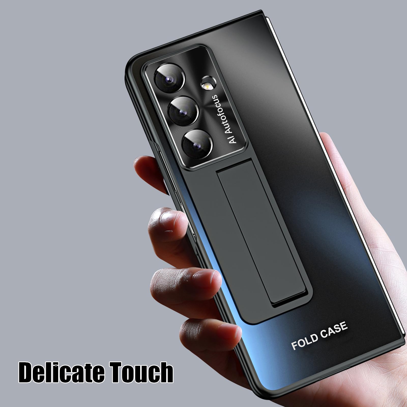 Dünne Hülle für Samsung Galaxy Z Fold 8 Ultra, Galvanik Gefrostet | All-inclusive Glas Bildschirm Objektiv Schutzhülle mit Faltbare Ständer Handyhülle,Silber,Fold 8 Ultra