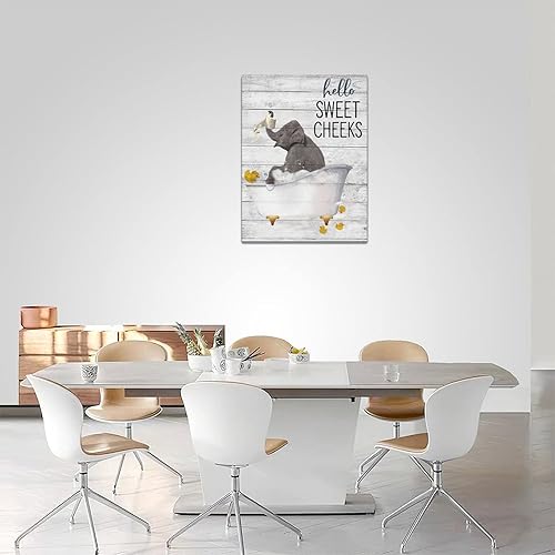 Miniatura 8 de SweetFox Divertido elefante baño pared arte elefante baño fotos decoración de pared elefante en la bañera lienzo pintura impresión para pared