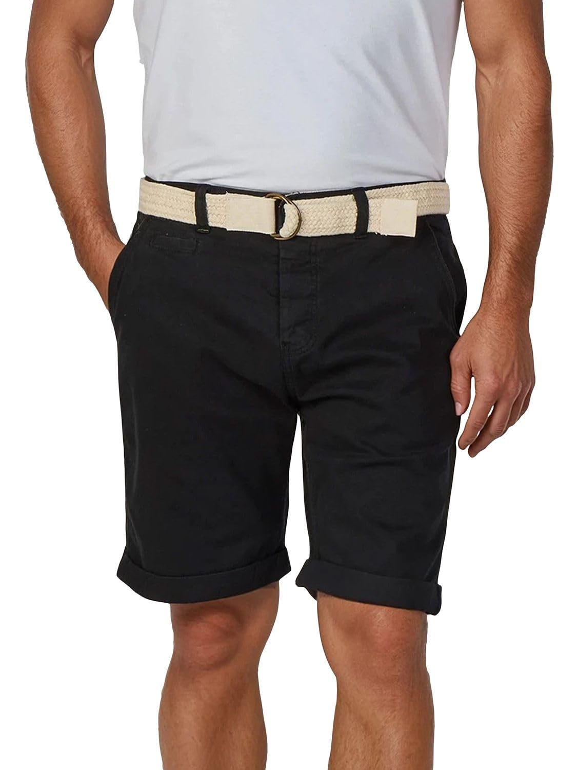 riverso Kurze Hosen Herren Sommer Chino Shorts mit Gürtel Regular Fit RIVHenry Bermuda Stretch Blau Navy Rot Grün Orange Beige Grau 30 31 32 33 34 36 38 40 42 44 46