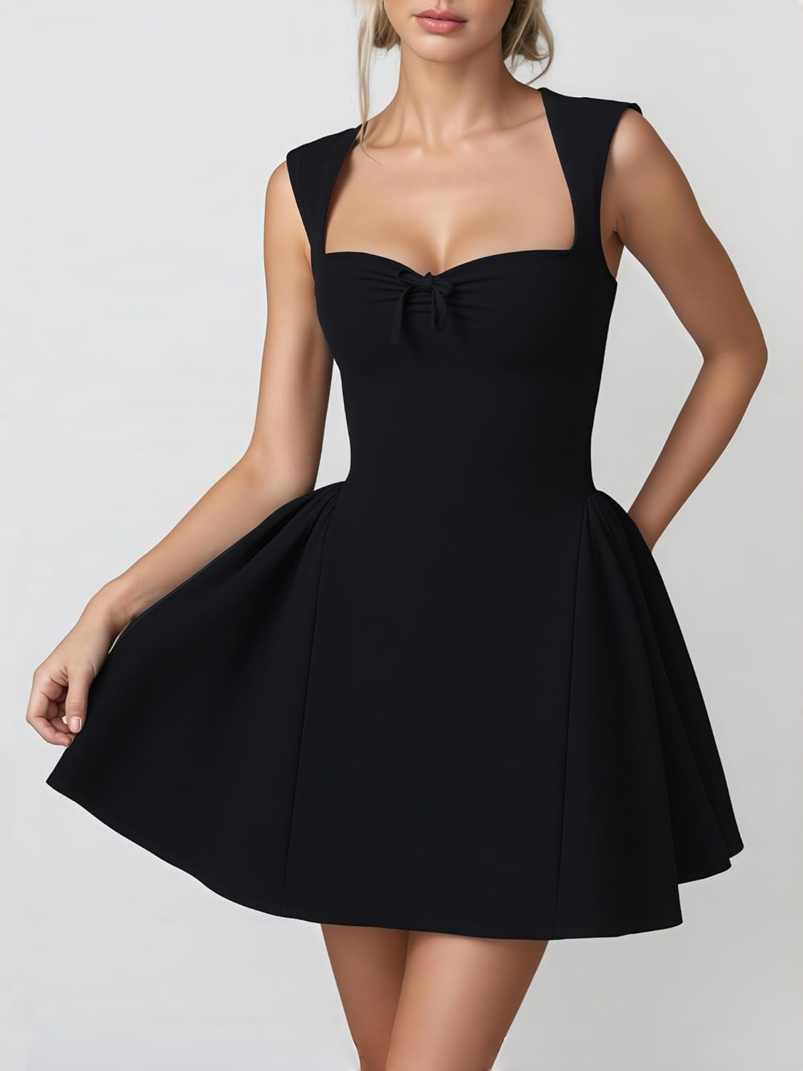 SHESEEWORLD Women Summer Square Neck A-Line Mini Dress Sweetheart Neck Ruffle Sleeveless Short Dresses Formal - Image 6