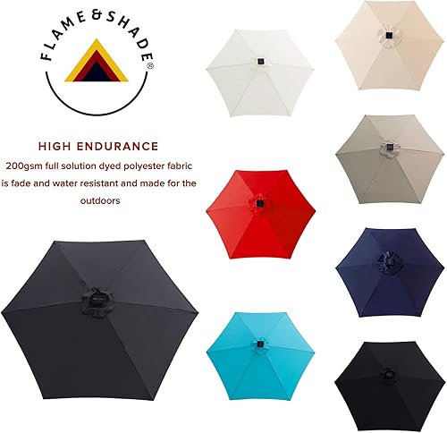 Miniatura 5 de FLAME&SHADE 7.5 ft Solar Powered Outdoor Market Patio Table Umbrella with LED Lights and Tilt