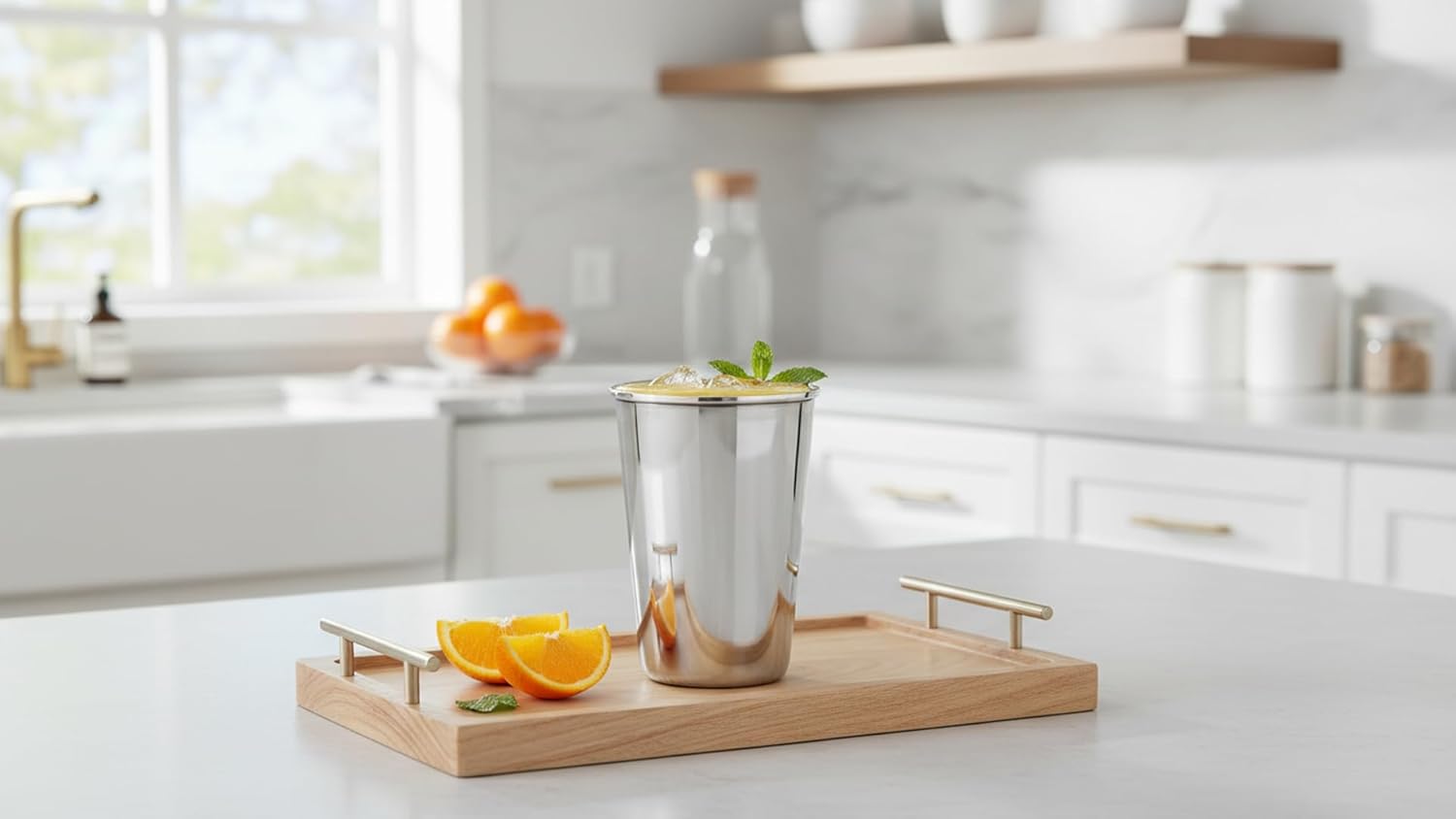 The Great Indian Bazaar Set of 4-14 Oz Stainless Steel Drinking Glasses Metal Tumblers, Unbreakable Shatterproof Pint Cups for Water, Juice, Milk, Coffee, Tea, Cold Beer & Cocktails, - Image 4