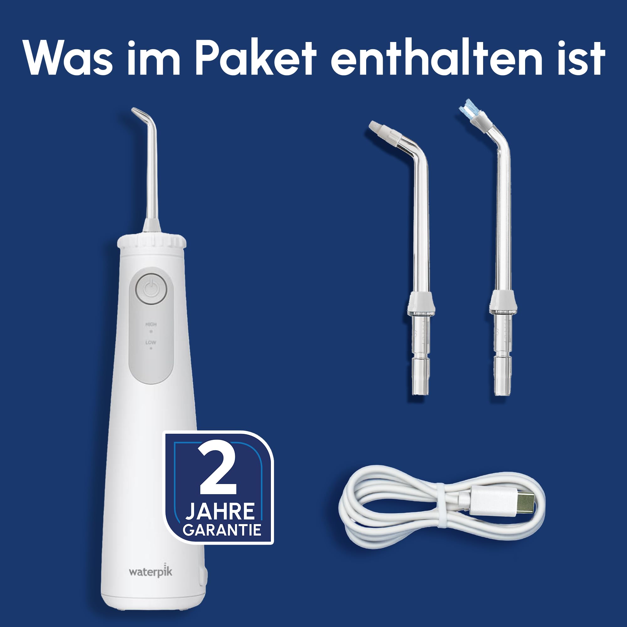 Waterpik Pearl kabellose Munddusche, Testsieger 2026, entfernt 99,9 Prozent des Plaques, Power Akku (9 Wochen Nutzung), 2x effektiver als Zahnseide, wasserdicht, weiß
