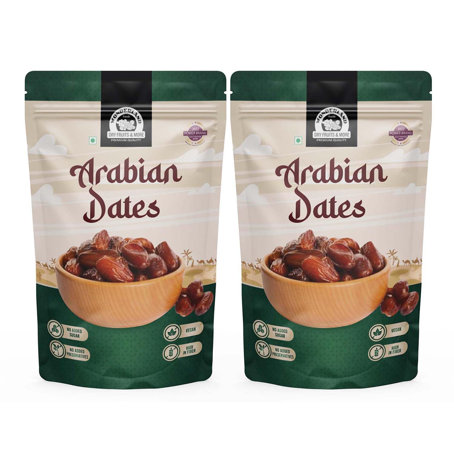 WONDERLAND FOODS (DEVICE) 1Kg (500g X 2) Premium Arabian Dates | Soft And Chewy Texture Khajur, Khajoor, No Preservatives, No Added Sugar, Rich In Iron, Fibre & Vitamins, Fresh
