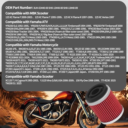 Image of AHL 143 Oil Filter 3UH-E3440-00 Compatible with Yamaha TTR125LE 124 2017 TTR225 225 2000-2004 TTR230 223 2005-2017 2020 TW125 125 1999-2004 TW200 196 2007-2020 XC125TR Cygnus R 125 1995-2003,2 pack