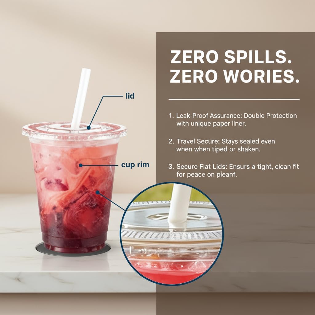 110 Pack 24 oz Plastic Cups with Lids and Straws,Sturdy Disposable Iced Coffee Cups with Lids,Clear To Go Cups For Smoothie,Cold Drinks - Image 4