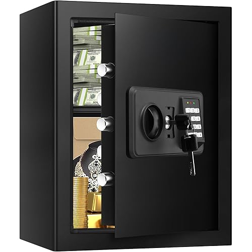 3.3 Cuft Safes for Home, Fire Safe Box for Documents, Security Safe and Lock Box with Digital Keypad, Spare Keys, Fireproof Box for Home Money Documents Valuables