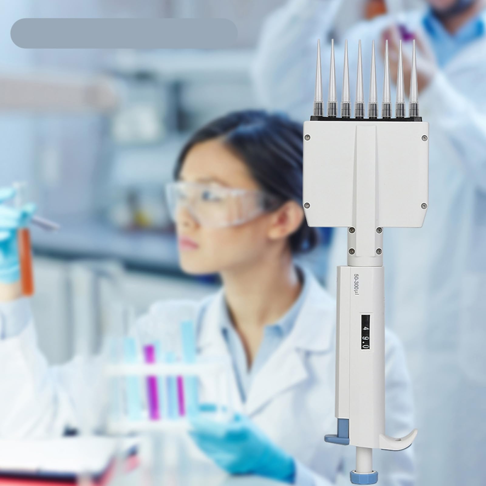 Pipeta de 8 canales Pipeta 50‑300μl Pipeta multicanal Pipeta de volumen Vraiable Pipeta mecánica Manual Ajustable Pipeta Herramienta de laboratorio