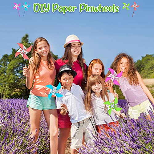 24 Pieces DIY Paper Pinwheels Handmade White Blank Paper Pinwheels for Boys and Girls Graffiti Paper Craft, School Work, Home Crafting, Craft Group Activities - Thumbnail 7