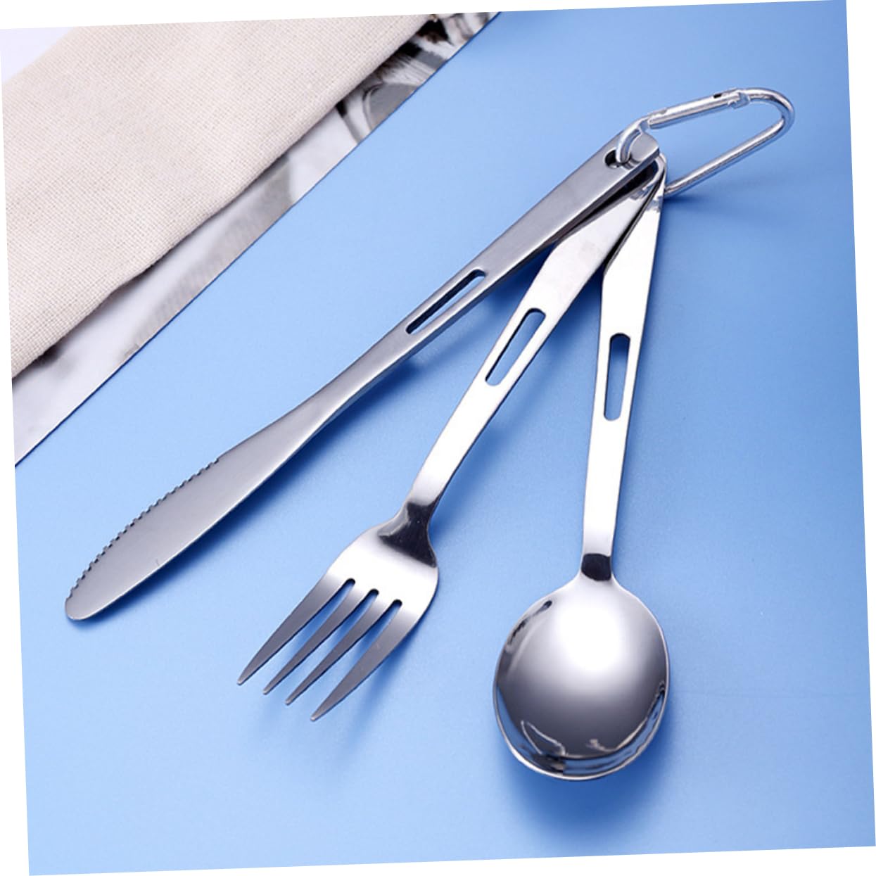 Gatuida Posate Da Campeggio in Acciaio Inox Cucchiaio Coltello Forchetta Stoviglie Portatili Per Picnic All Aperto Resistente e Riutilizzabile Leggero e Facile Da Trasportare