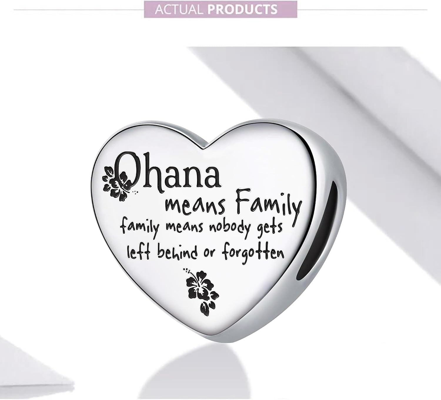 Love Heart Charm Fit for Pandora Charms Bracelet Ohana Means Family Charms for Women Daughter Birthday Gift