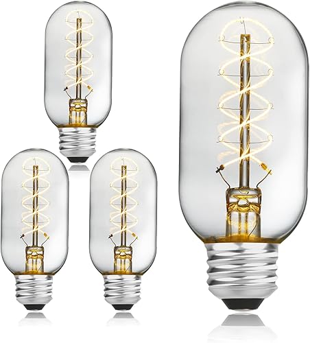 AMDTU Bombillas Edison regulables de 40 W, bombilla LED vintage E26, blanco suave, 2700 K, filamento espiral súper delgado, bombilla tubular