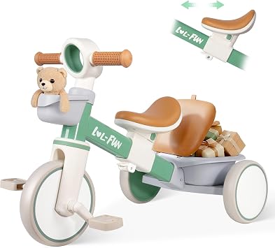 Tricycle for Toddlers 1-3 Year, Toddler Balance Bike for Boys Girls Age 2-4 | Baby Trike, Birthday Gift, Adjustable Seat, Storage Baskets, Removable Pedals