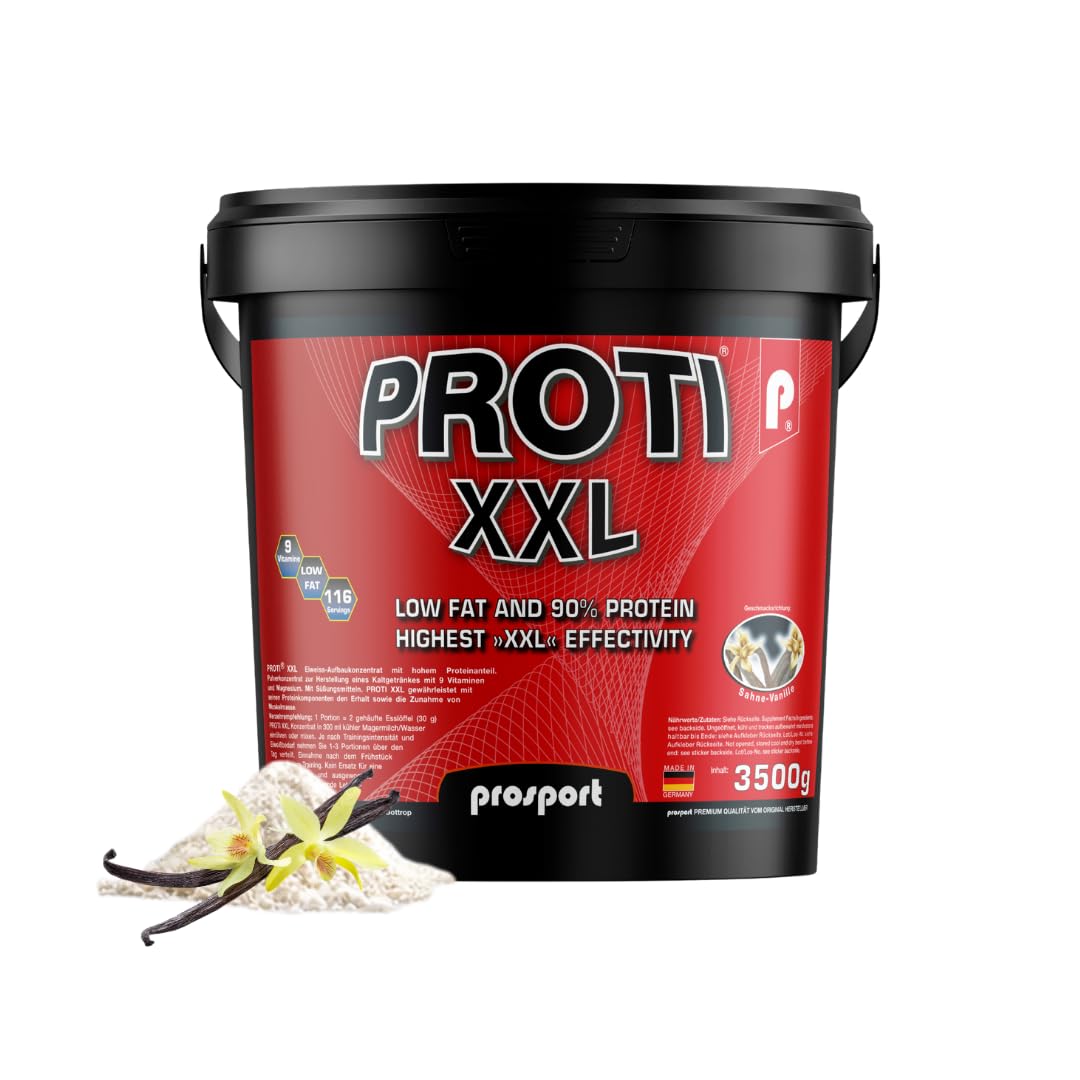 Prosport PROTI® XXL Sahne-Vanille, 3500g Eimer, Protein Eiweisspulver, mit 9 Vitaminen und Magnesium