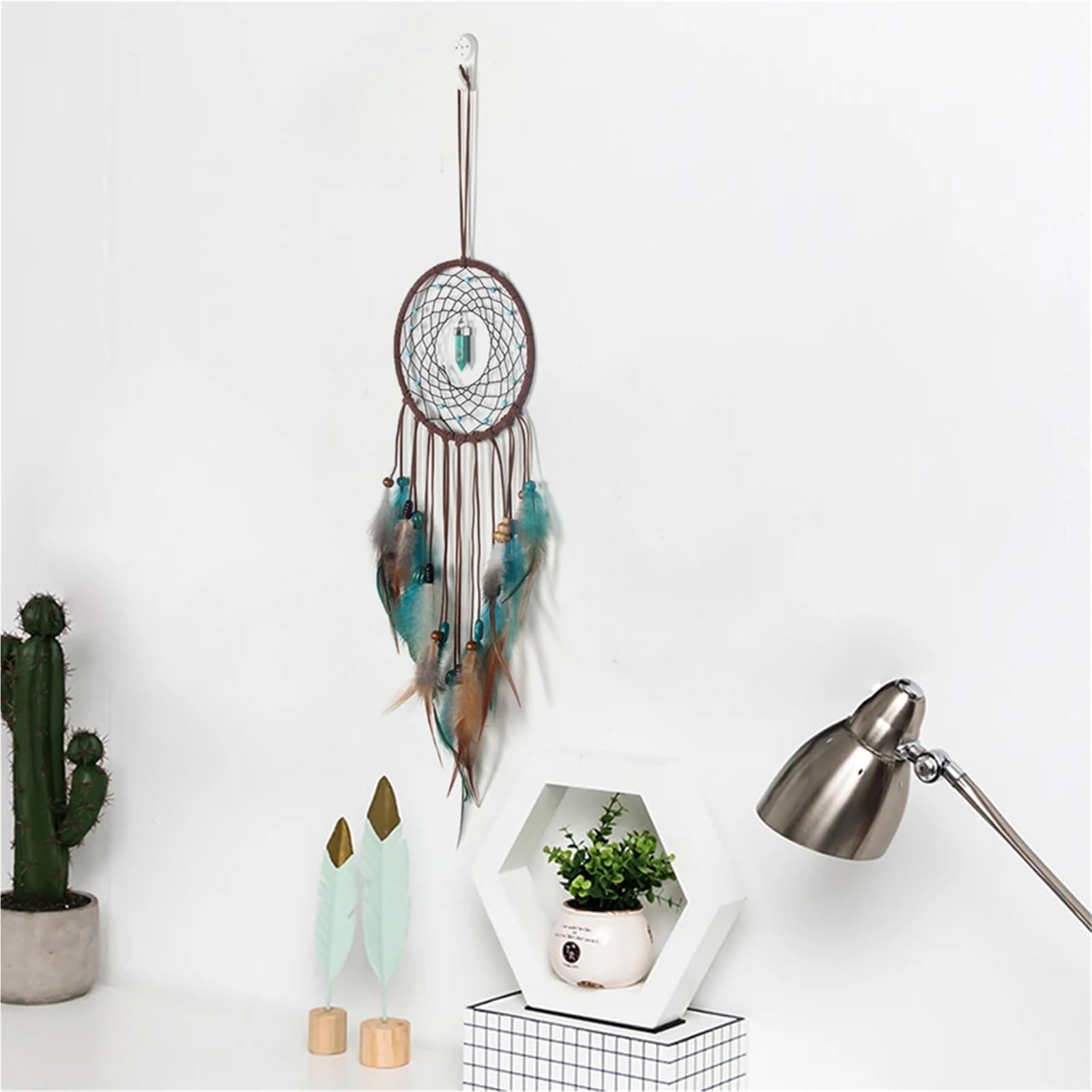 Atrapasueños de Plumas Hecho a Mano, Colgante Pared, for el hogar, 2 uds para El Dormitorio