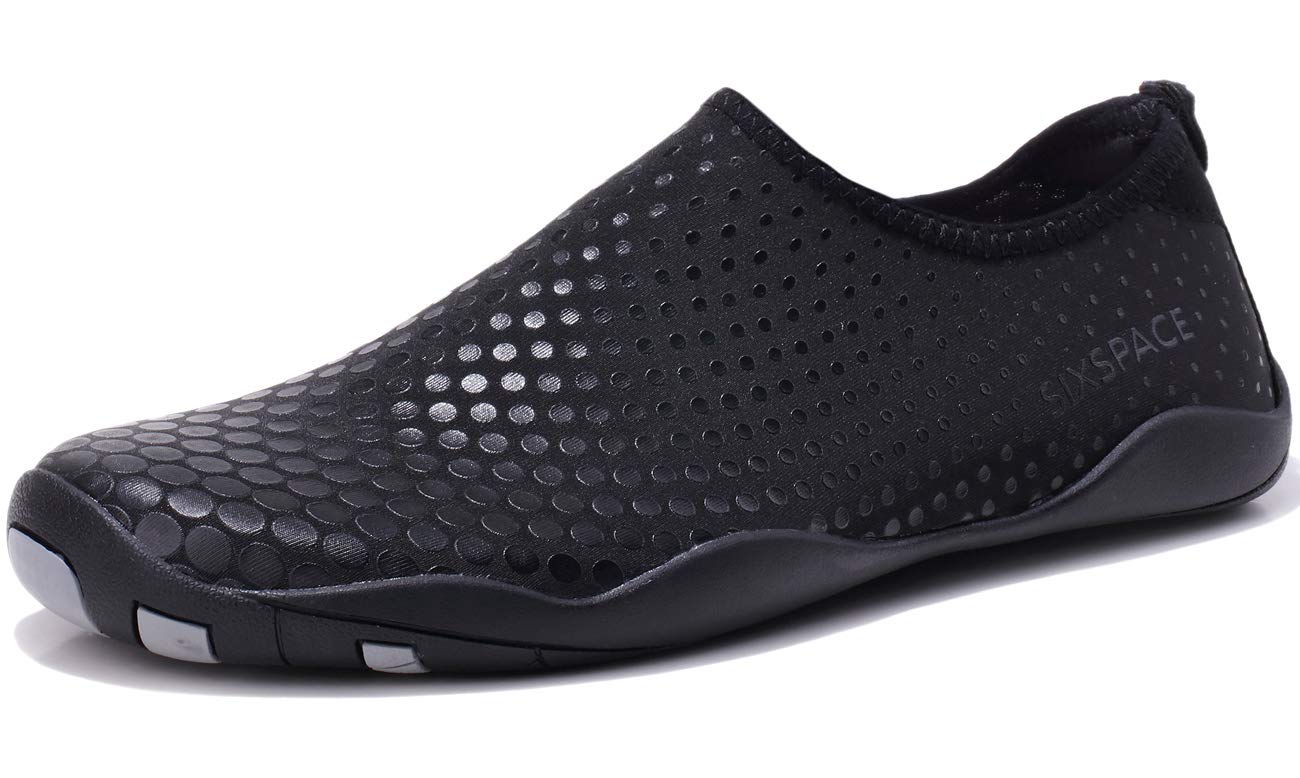 Sixspace Herren Badeschuhe Wasserschuhe Schwimmschuhe Männer Frauen Strandschuhe Aquaschuhe Barfußschuhe für Strand,Pool,Meer,Wassersport,Tauchen,Surfen,Aqua Cycling(Schwarz 43 EU)