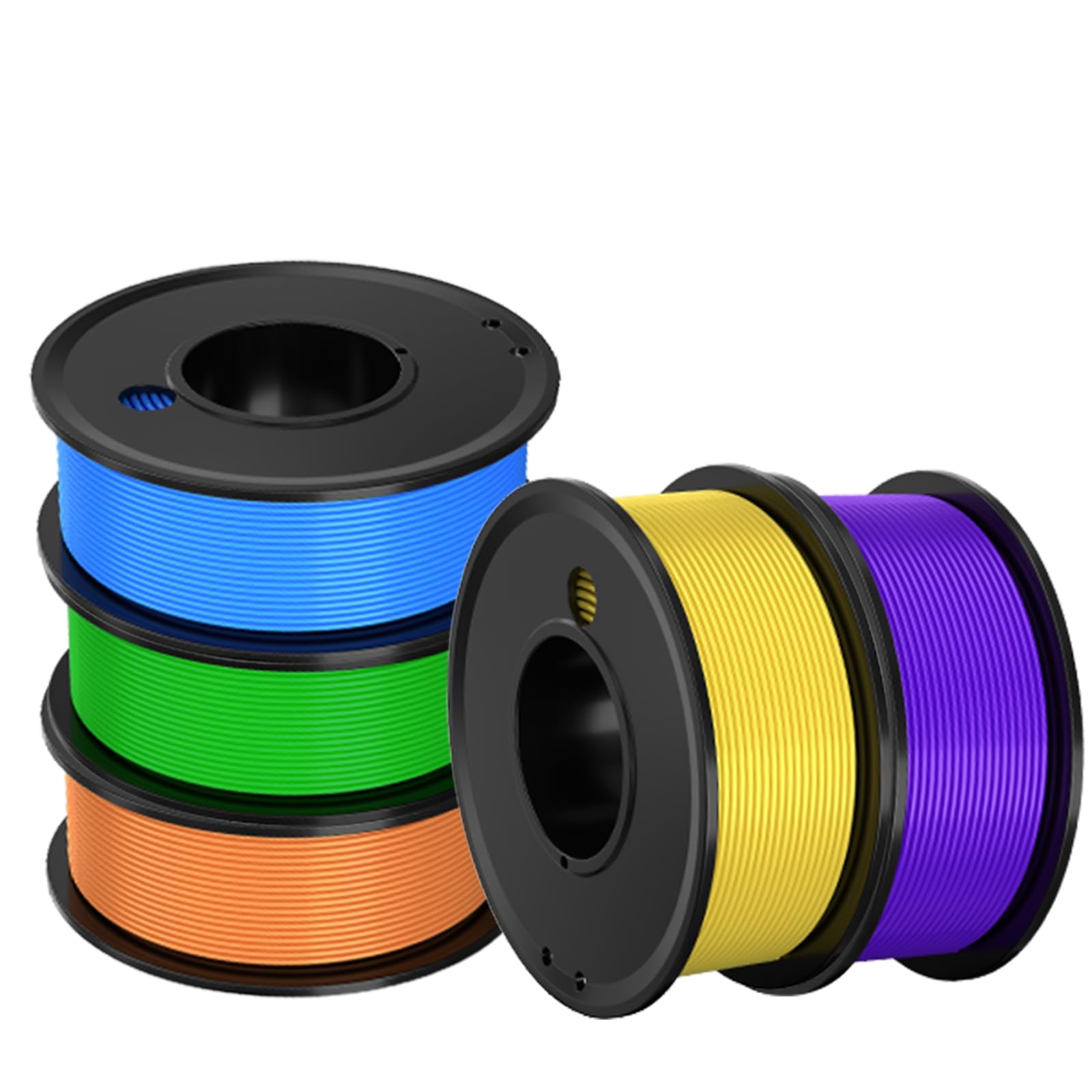 3D Printer Filament PLA 1.75mm 3-D Printing Materials 5 Colors Bundle Print Filimate 1.75 mm Orange Green Blue Yellow Purple Filiment1.75 Accuracy ±0.02mm Fillament Spool Vacuum Pack 250G X 5