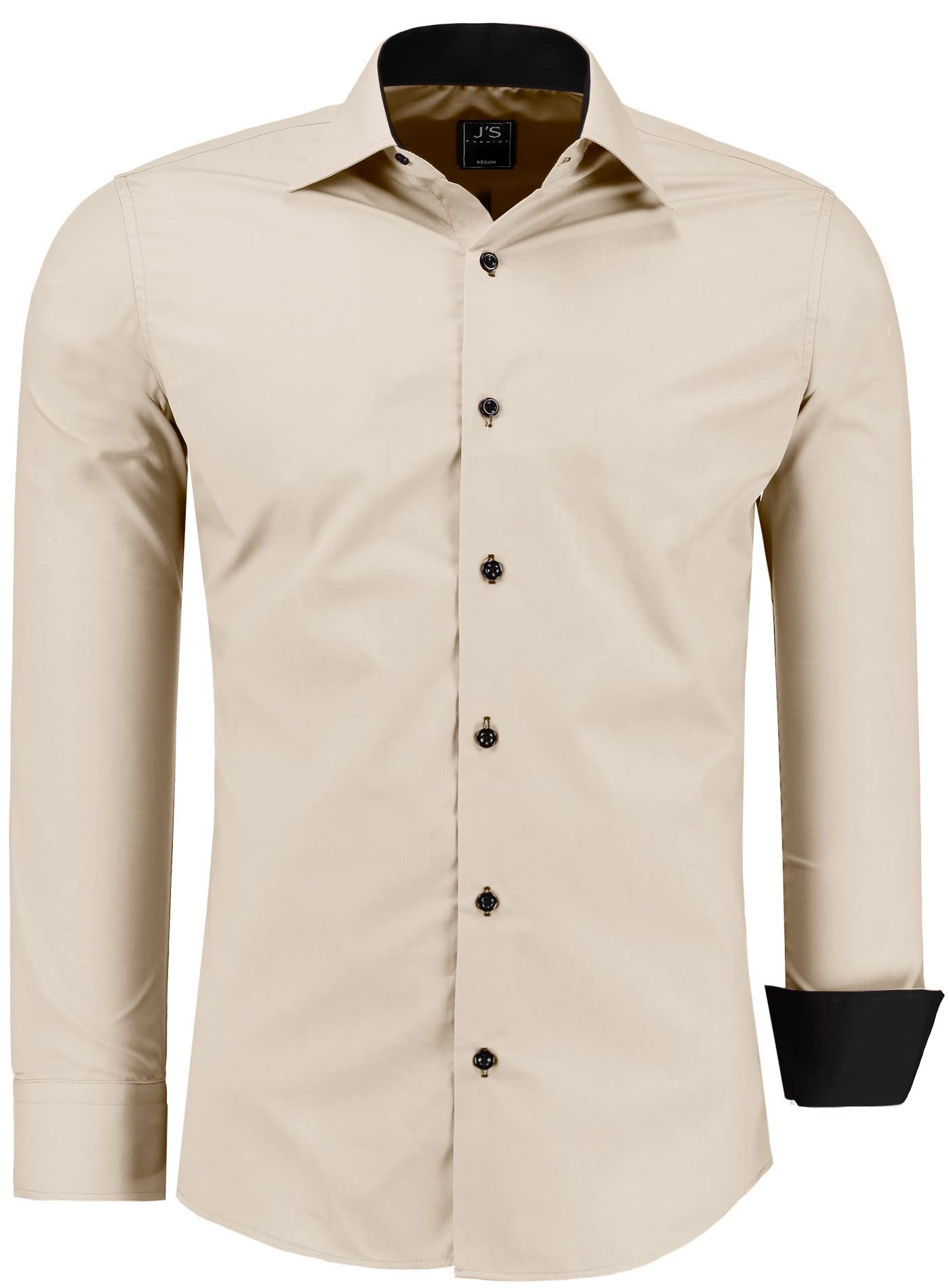 J'S FASHION Camicia da Uomo a Maniche Lunghe, Slim Fit, Facile da Stirare, Taglie UE: dalla S alla 6XL
