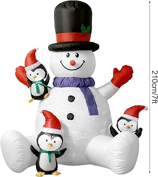 Blow Up Christmas Snowman RGB LED Lights Inflatable Holiday Decoration with