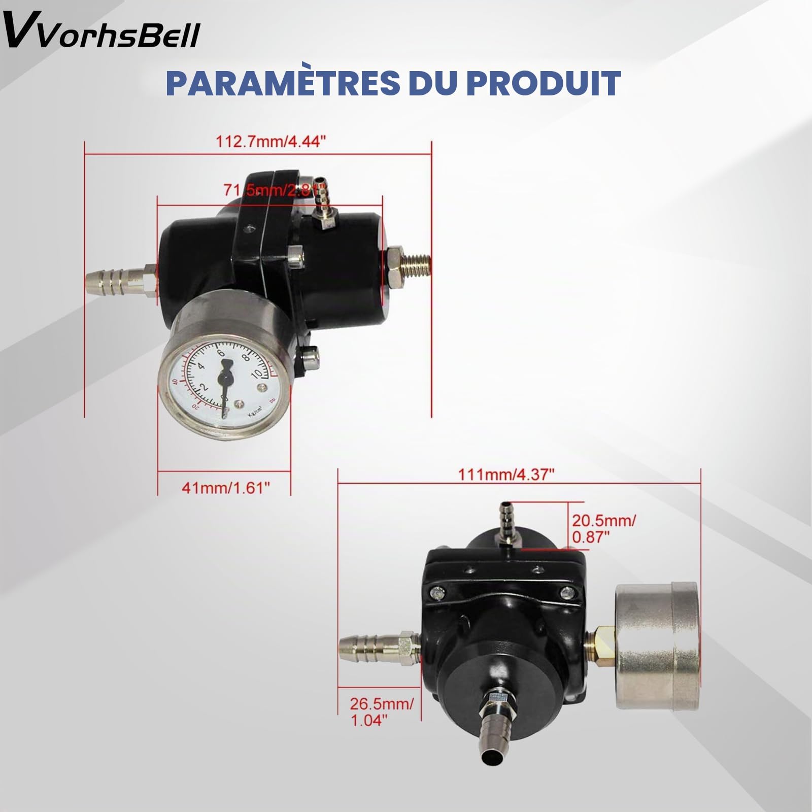 Régulateur de pression pour carburant, réglable 0-140 PSI, en aluminium, universel, régulateur de pression d'essence, en alliage avec manomètre
