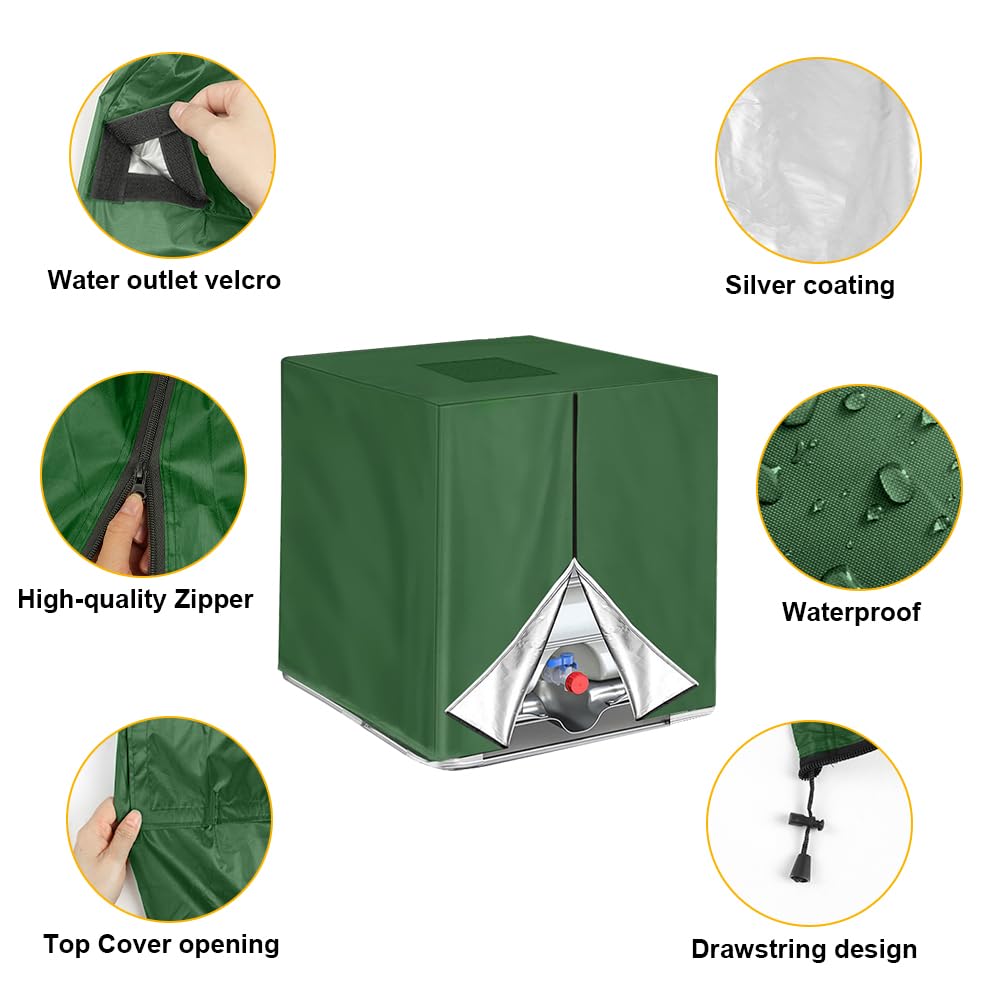 HOTUT Bâche De Protection Pour Cuve IBC 1000L - Couverture Réservoir Anti-UV Anti-Pluie Anti-Poussière Avec Fermetures Éclair (120x100x116 Cm)